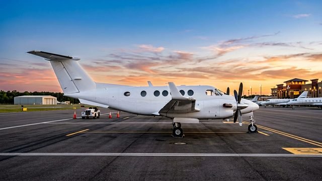Турбовинтовой самолёт King Air 350 в воздухе